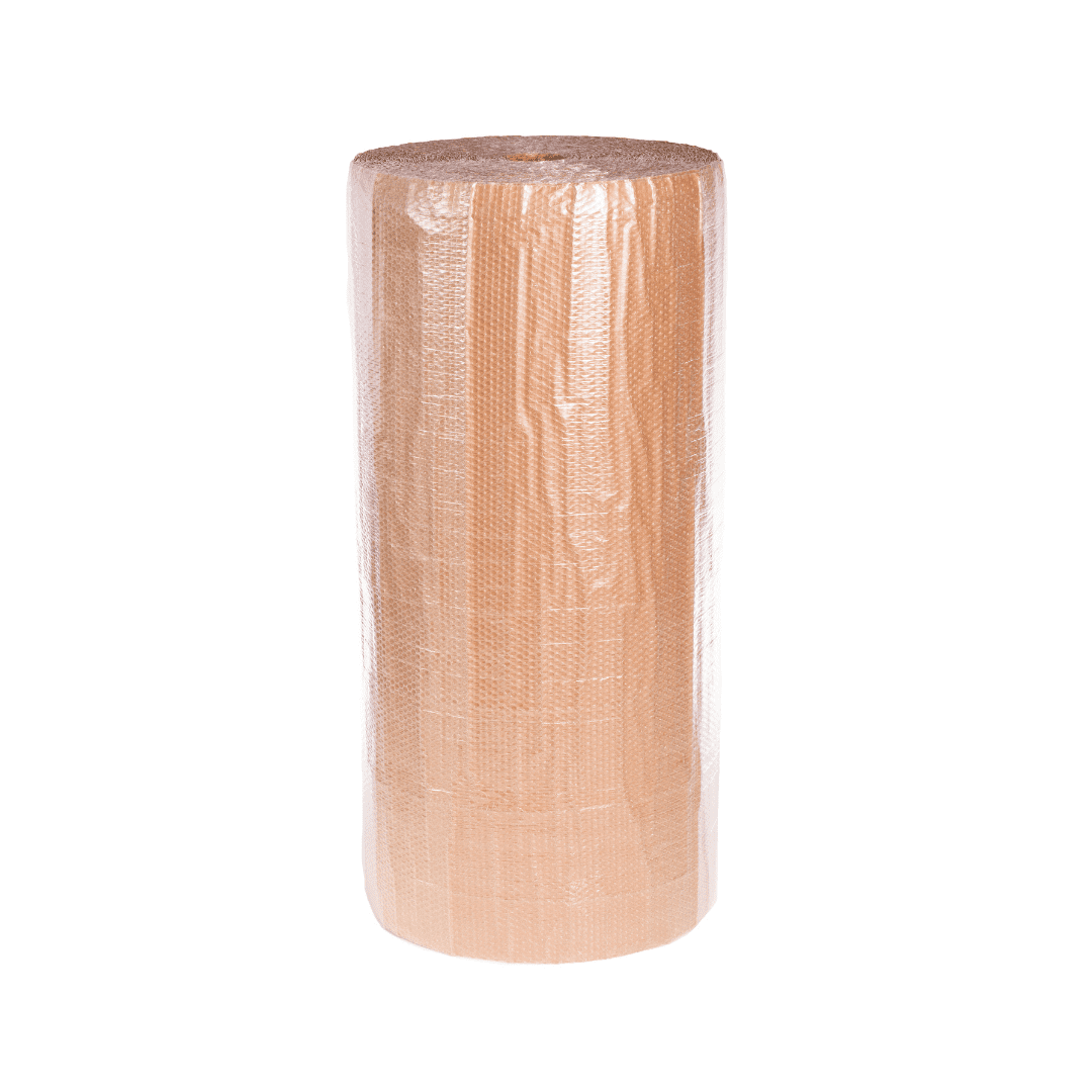 Kraft laminated bubble wrap roll standing upright
