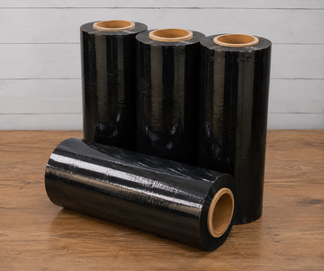 18" Black Stretch Wrap | 80 Gauge | 1,500 Ft | 4 Rolls/Case